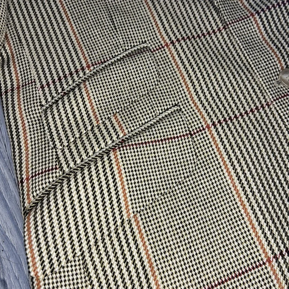 Crombie Mens 40 Wool Tweed Blazer Sport Coat Windowpane Glen Plaid Jacket Preppy